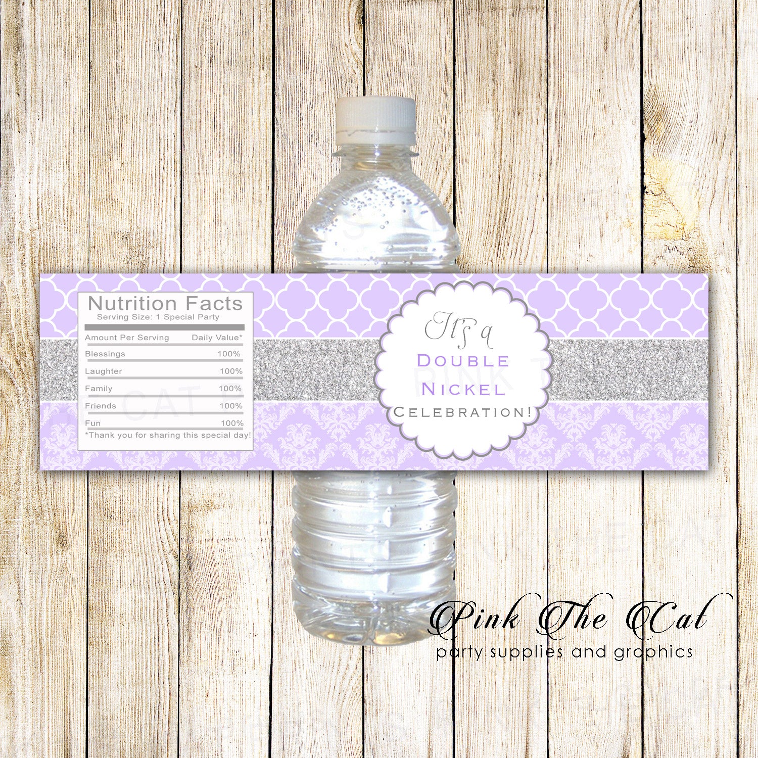 30 Bottle labels adult birthday party double nickel lavender
