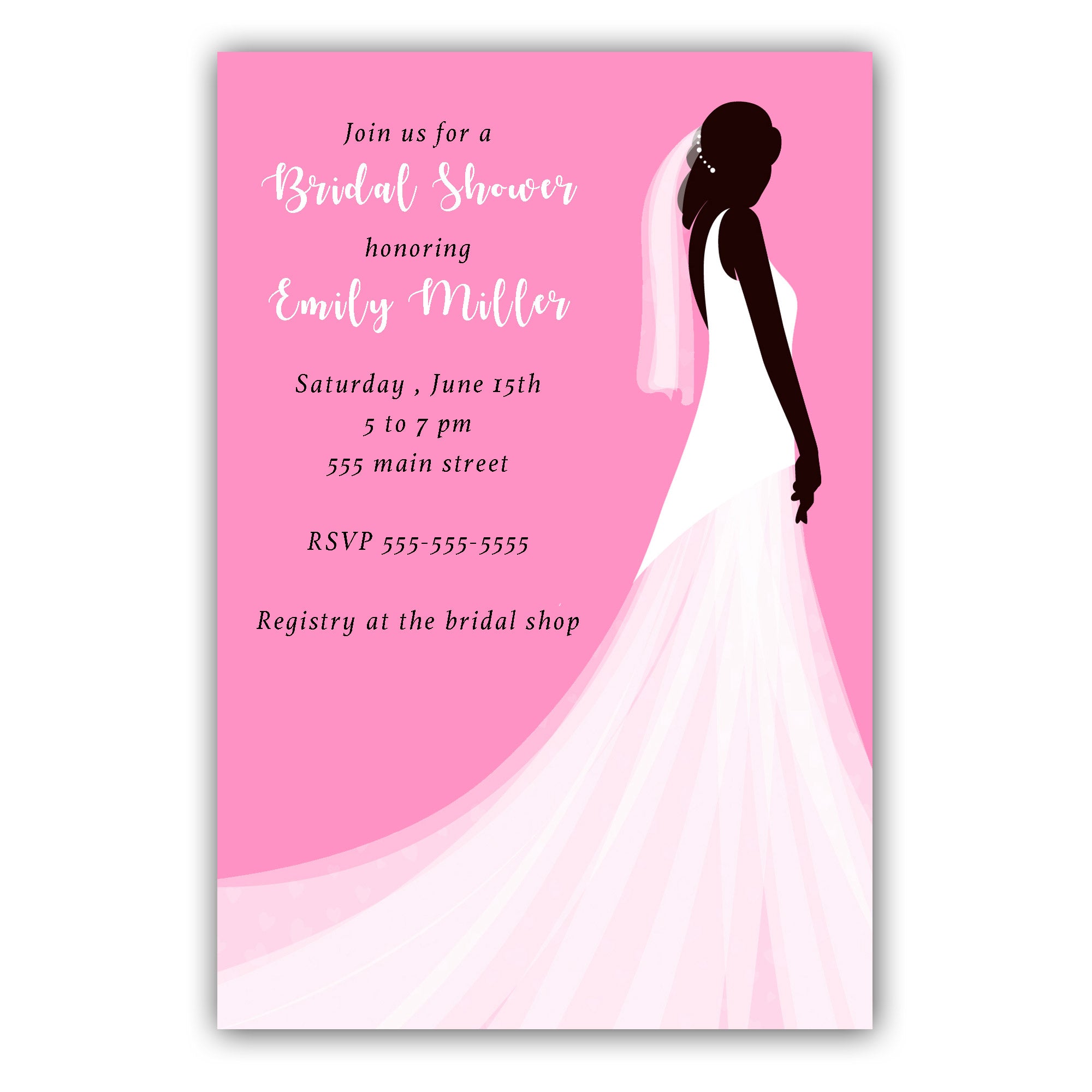 Dress invitation pink white bridal shower (set of 30)