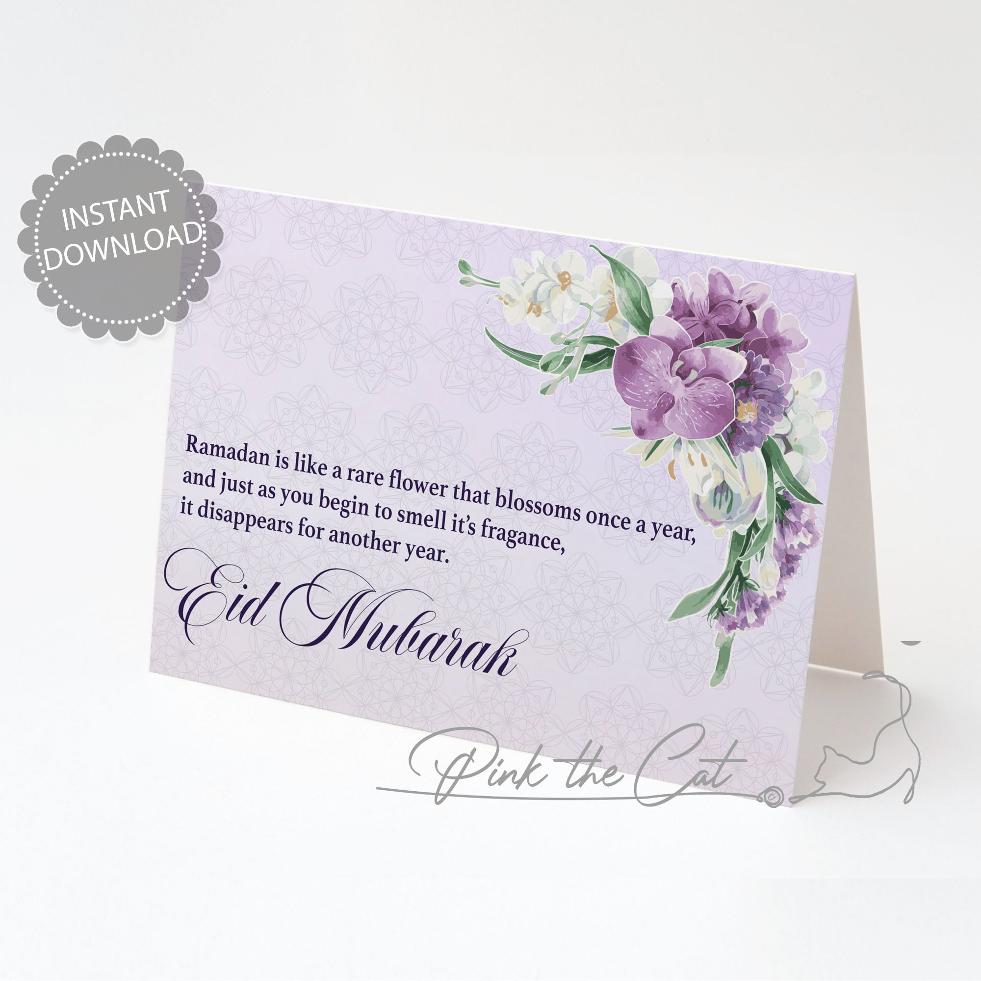 Eid mubarak card floral poem