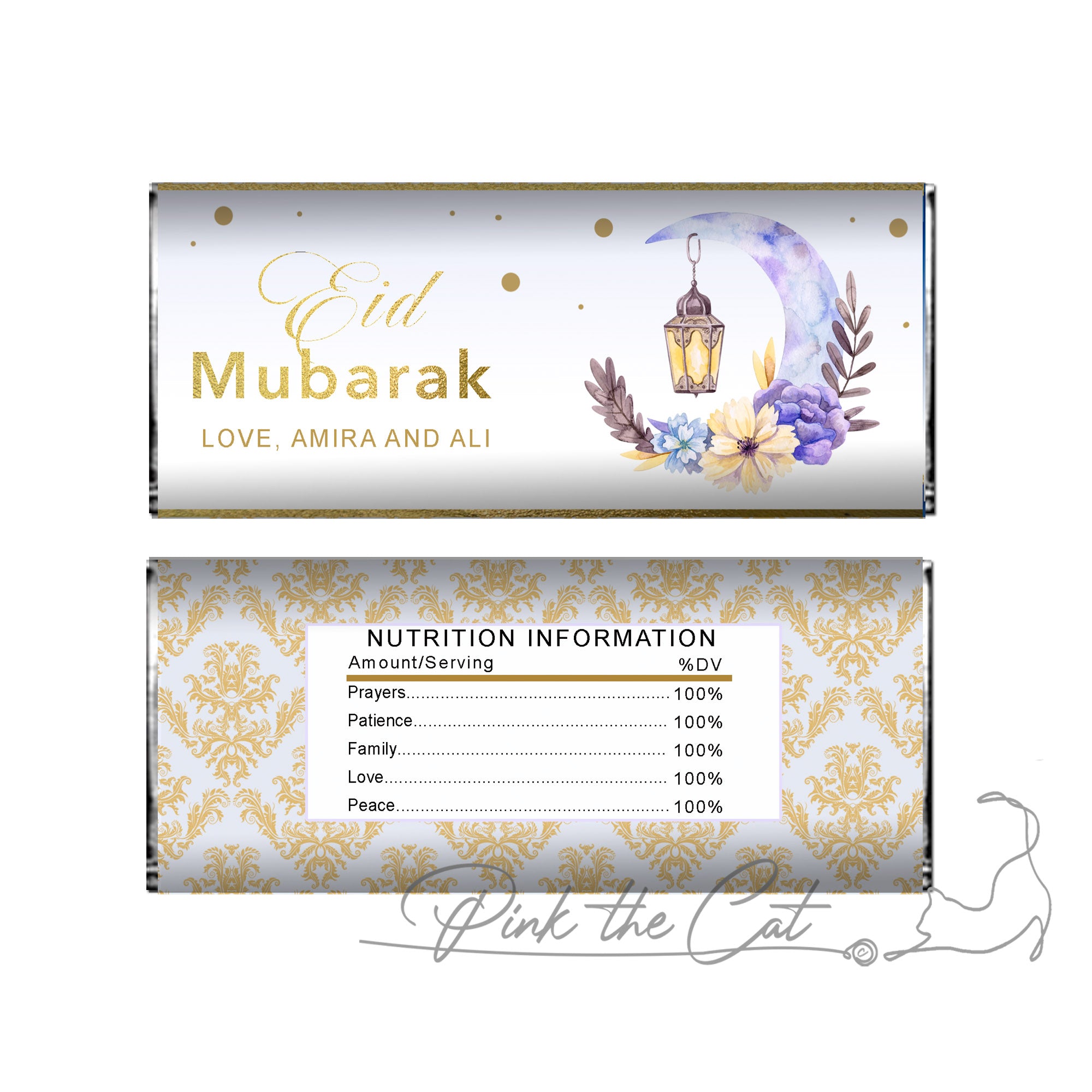 Eid mubarak candy bar gold purple