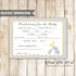 Elephant Prediction And Advice Card Baby Boy Shower Printable