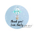 Elephant hot air balloon favor labels birthday baby shower for boy 