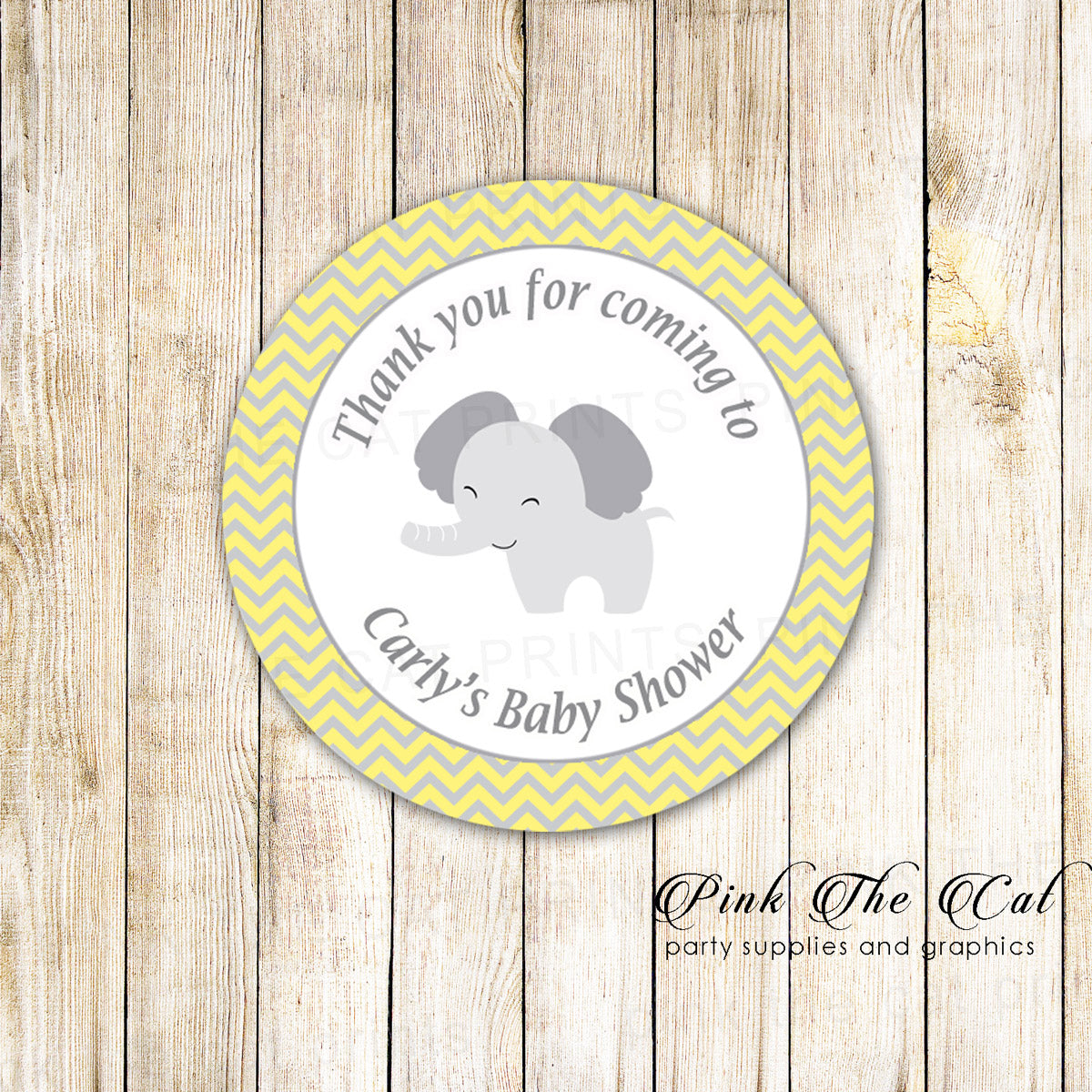 Elephant favor label birthday baby shower stickers printable