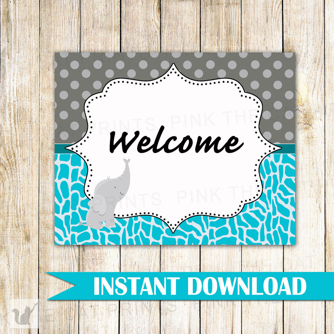 Elephant Welcome Sign Birthday Baby Shower