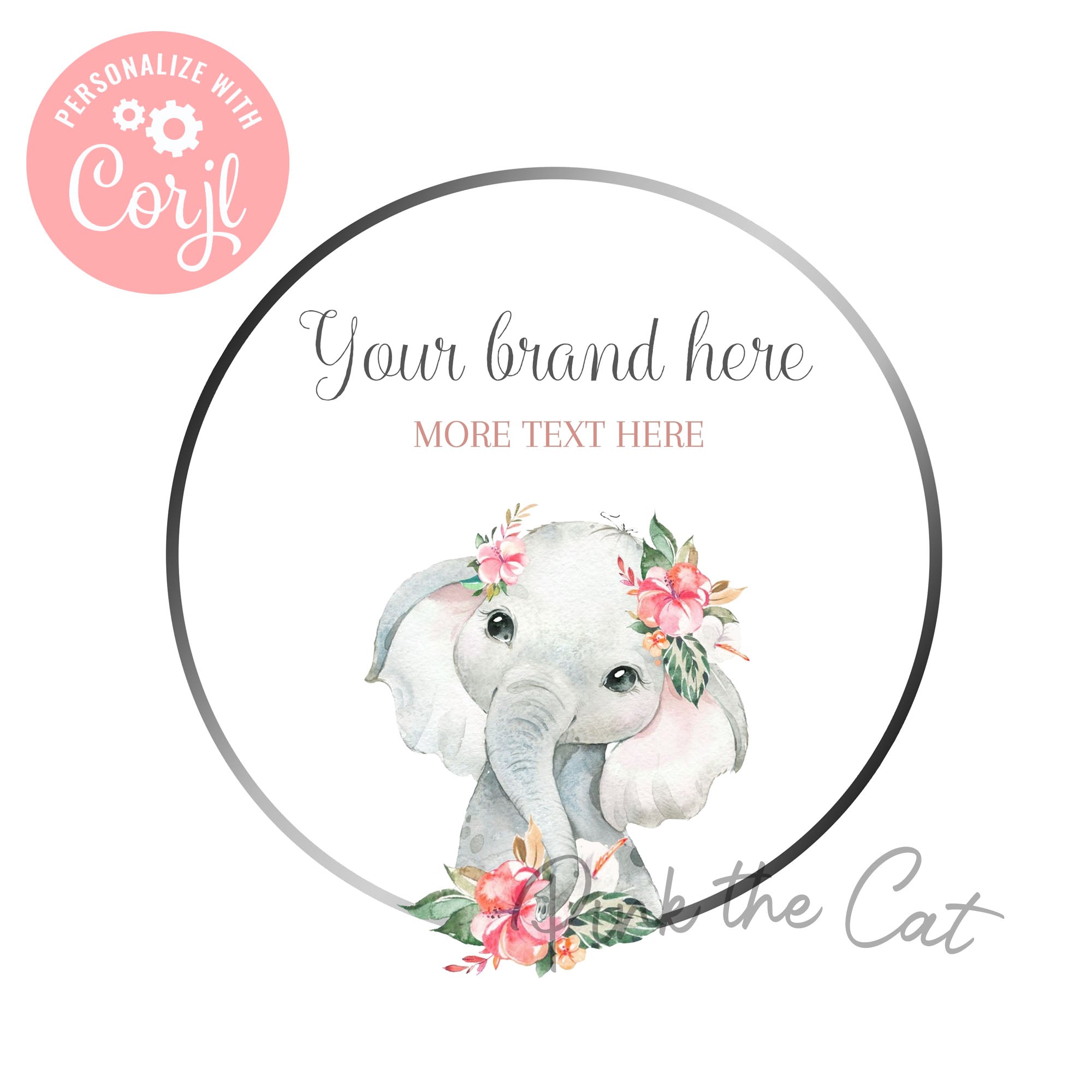 Premade elephant boho floral logo design