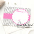 Elephant pink silver thank you card girl baby shower (set of 30)