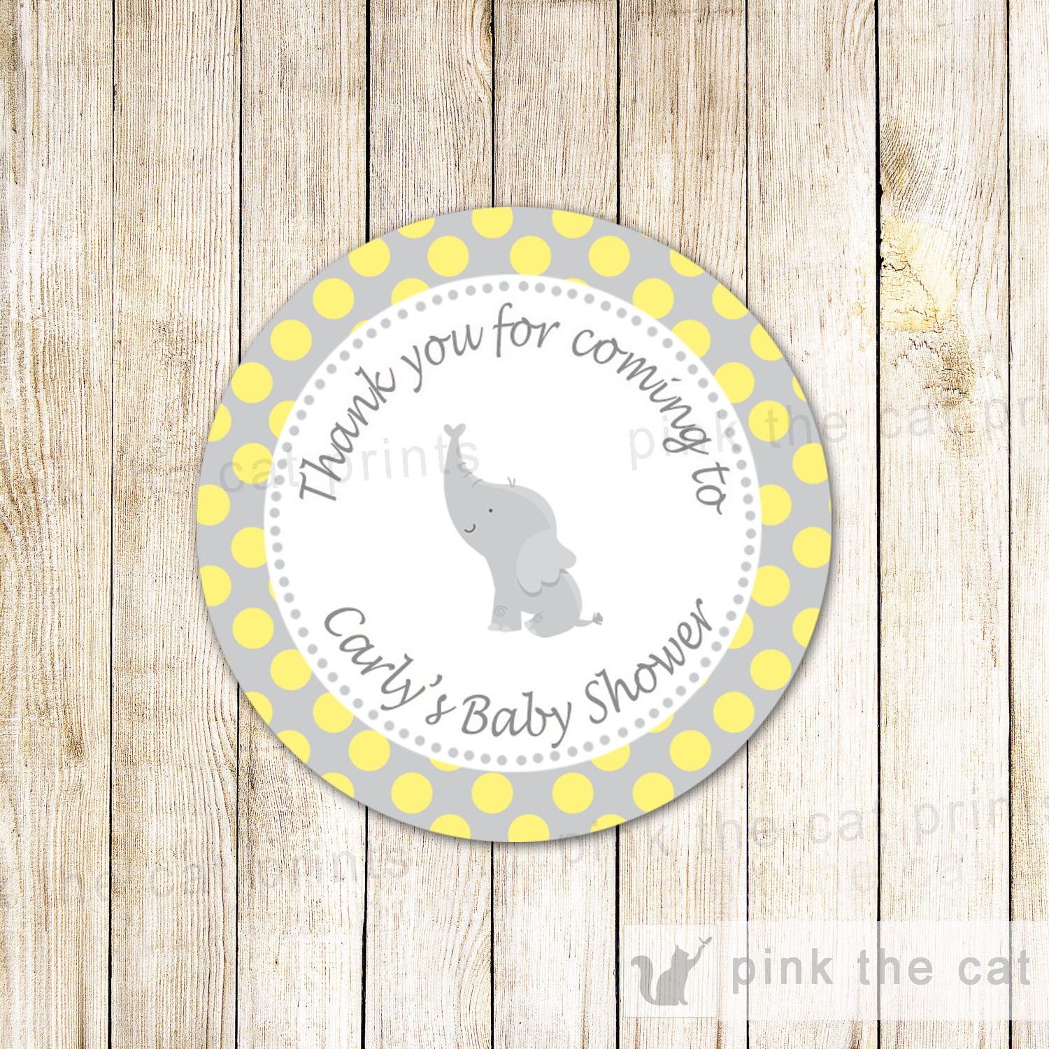 Elephant Sticker Gift Favor Tag Thank You Label Baby Shower Birthday