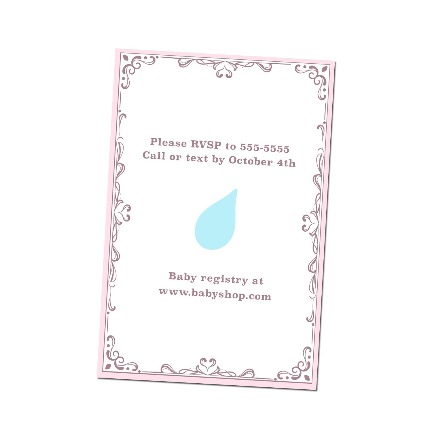 Elephant showering invitation pink