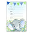 30 watercolor elephant birthday invitations fill in blue