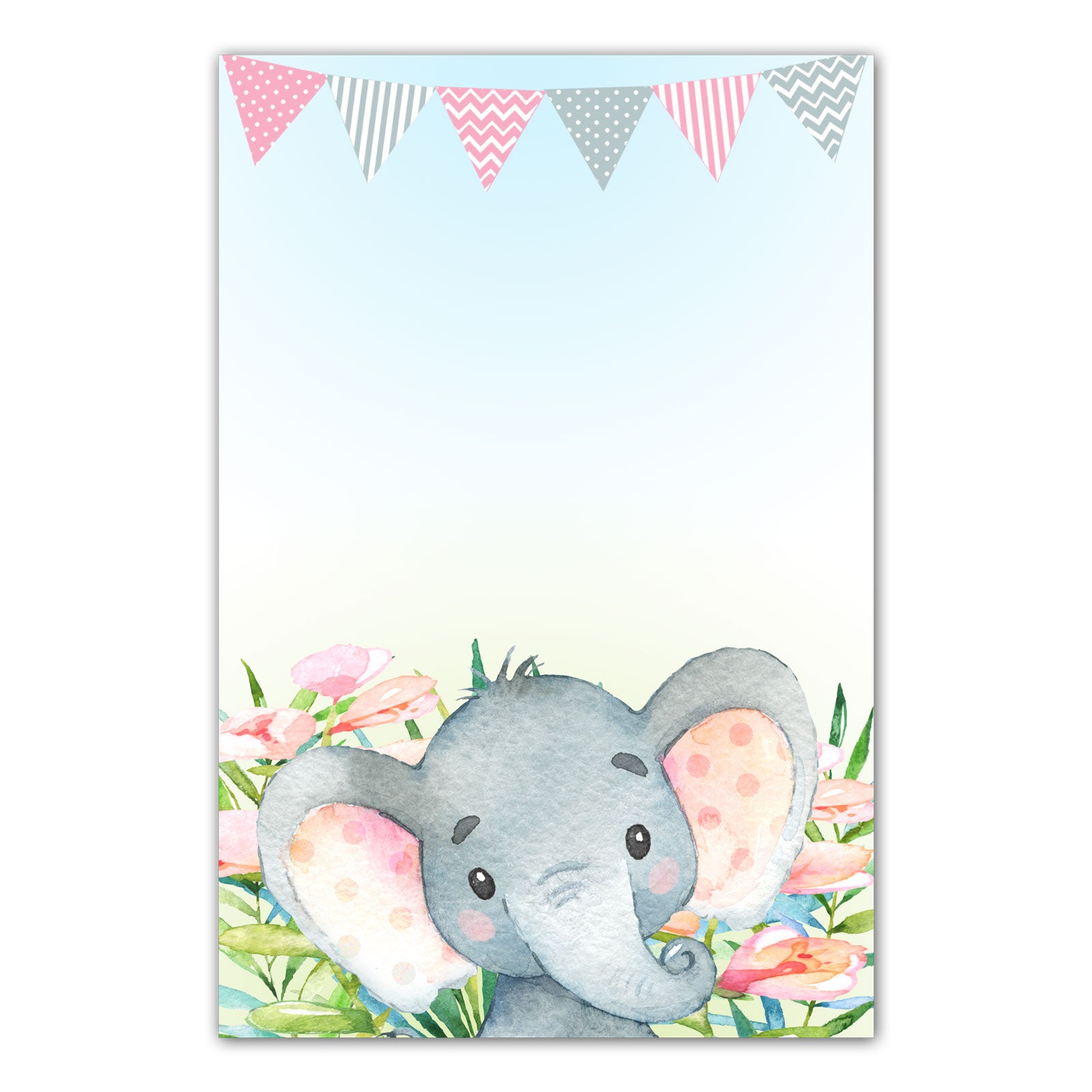 Invitations Thank you cards watercolor elephant pink printable