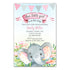 Elephant invitations watercolor painted girl baby shower printable