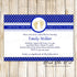 Footprints invitations baby shower royal blue gold printable