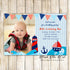 Nautical invitations kids boy birthday party with photo printable