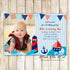 30 invitations nautical kids boy birthday party with photo