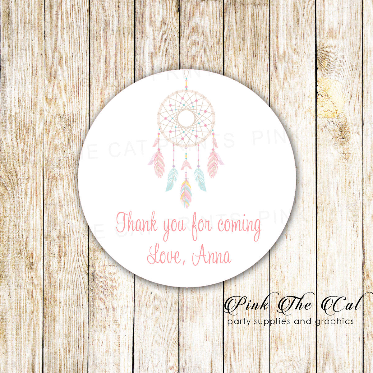 Dreamcatcher favor label girl birthday party baby shower stickers printable