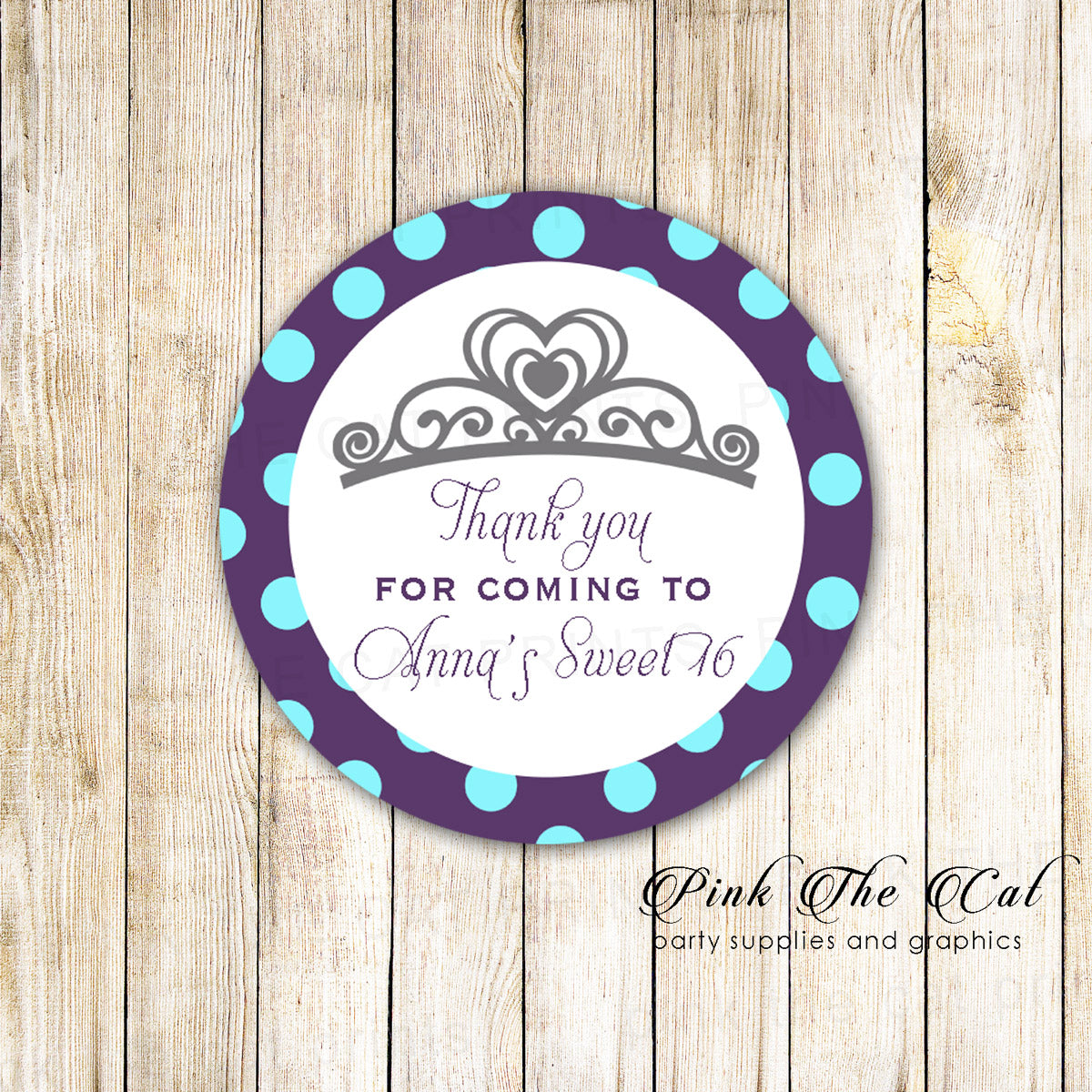 40 stickers princess label baby shower birthday aqua purple