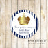 40 stickers prince label baby shower birthday navy blue gold