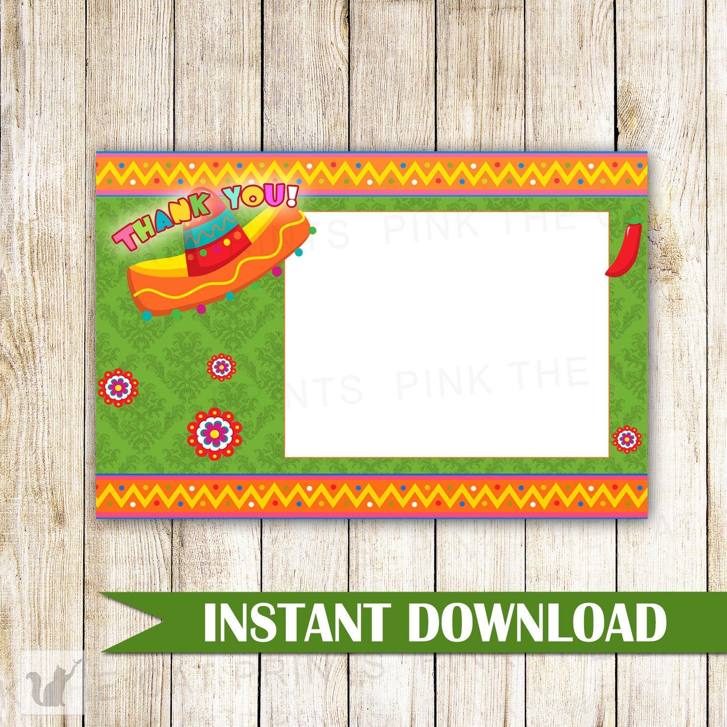 Mexican Fiesta Blank Thank You Card Note