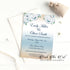 Floral white roses blue gold wedding invitations printable personalized