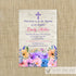 Floral Invitations Pink Blue Baptism Christening