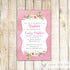 Watercolor Floral Invitation Girl Baptism Christening Pink