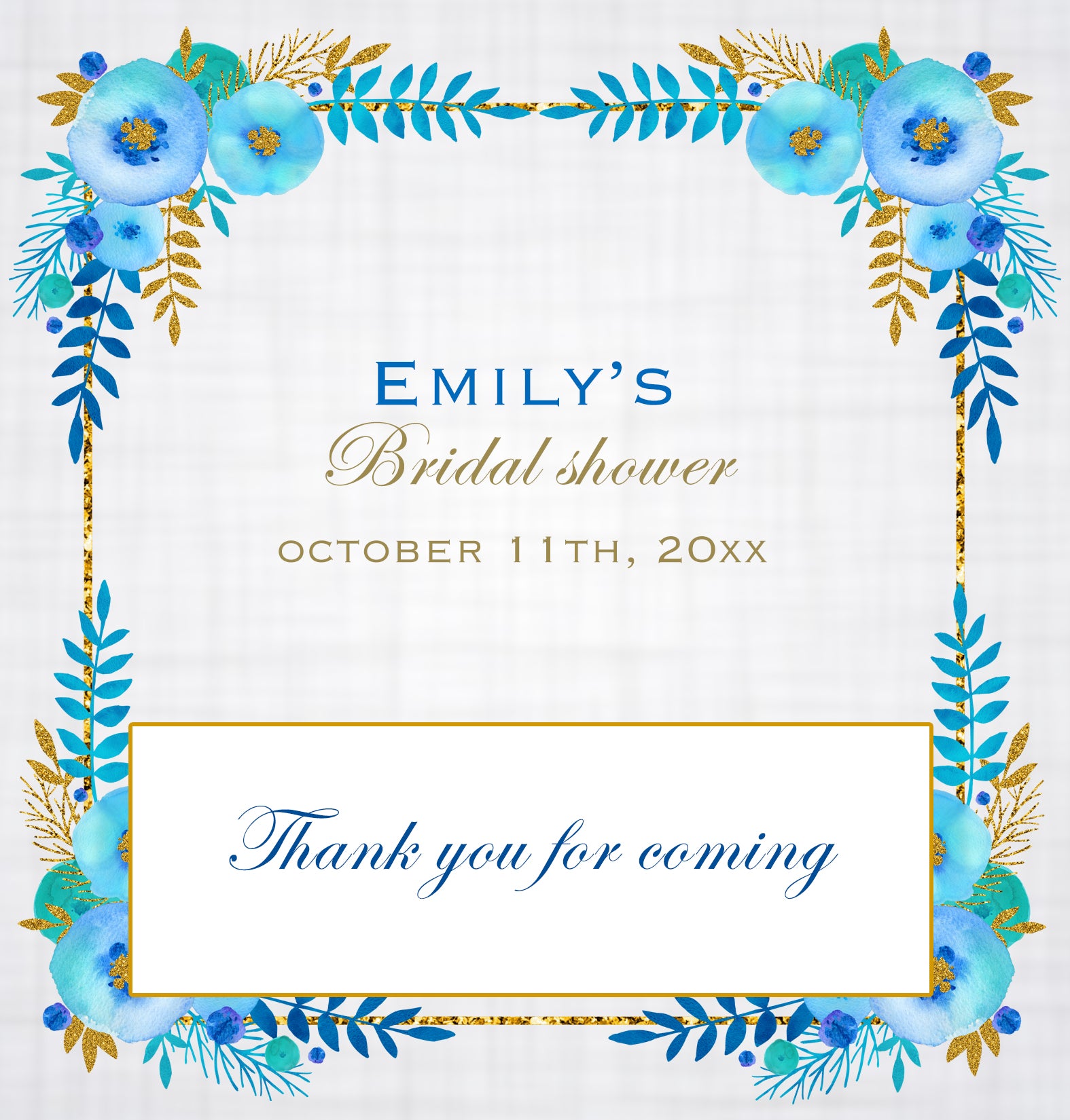 Candy bar wrappers floral gold blue printable