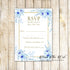 100 RSVP cards floral gold light blue watercolor personalized