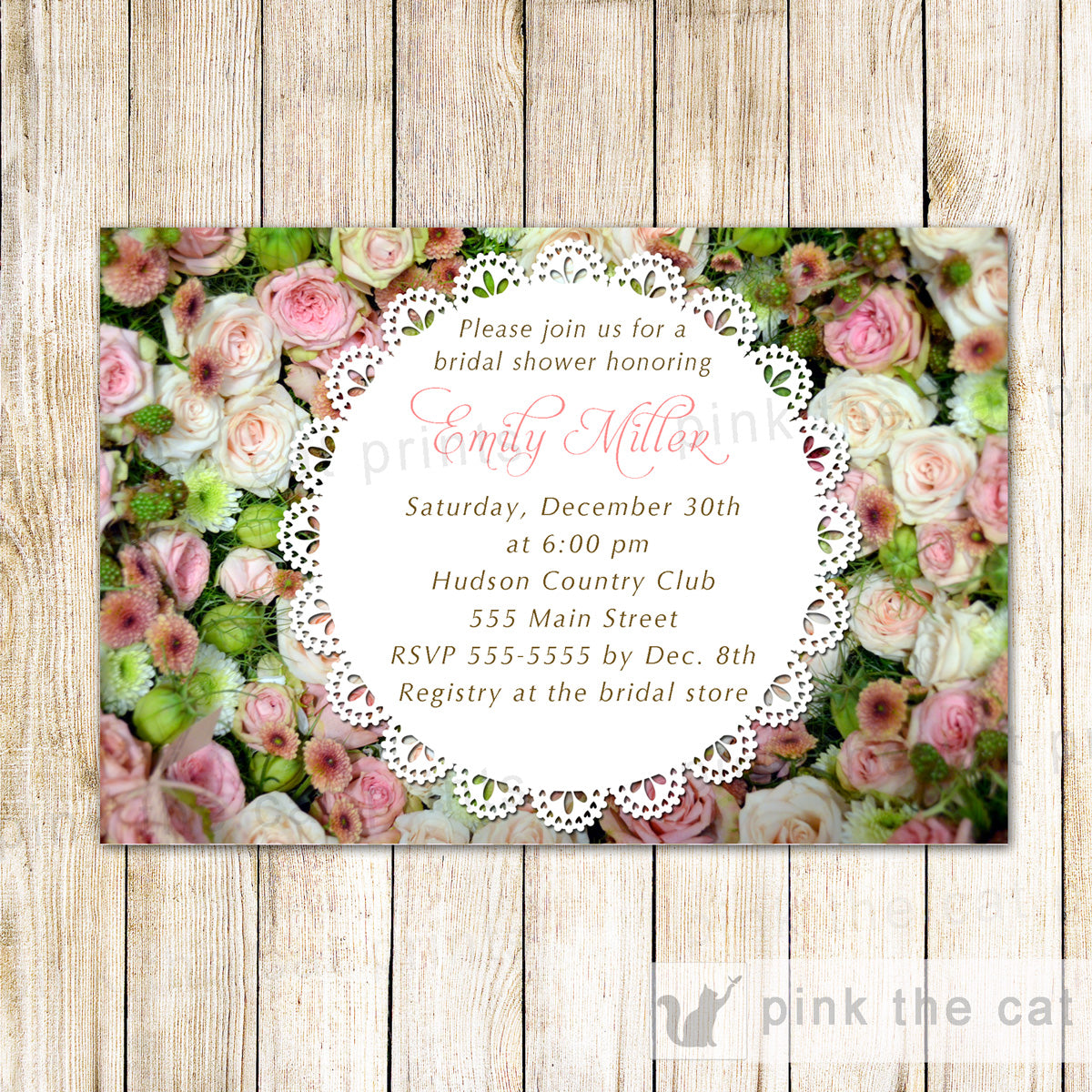 Floral Doily Bridal Shower Invitation