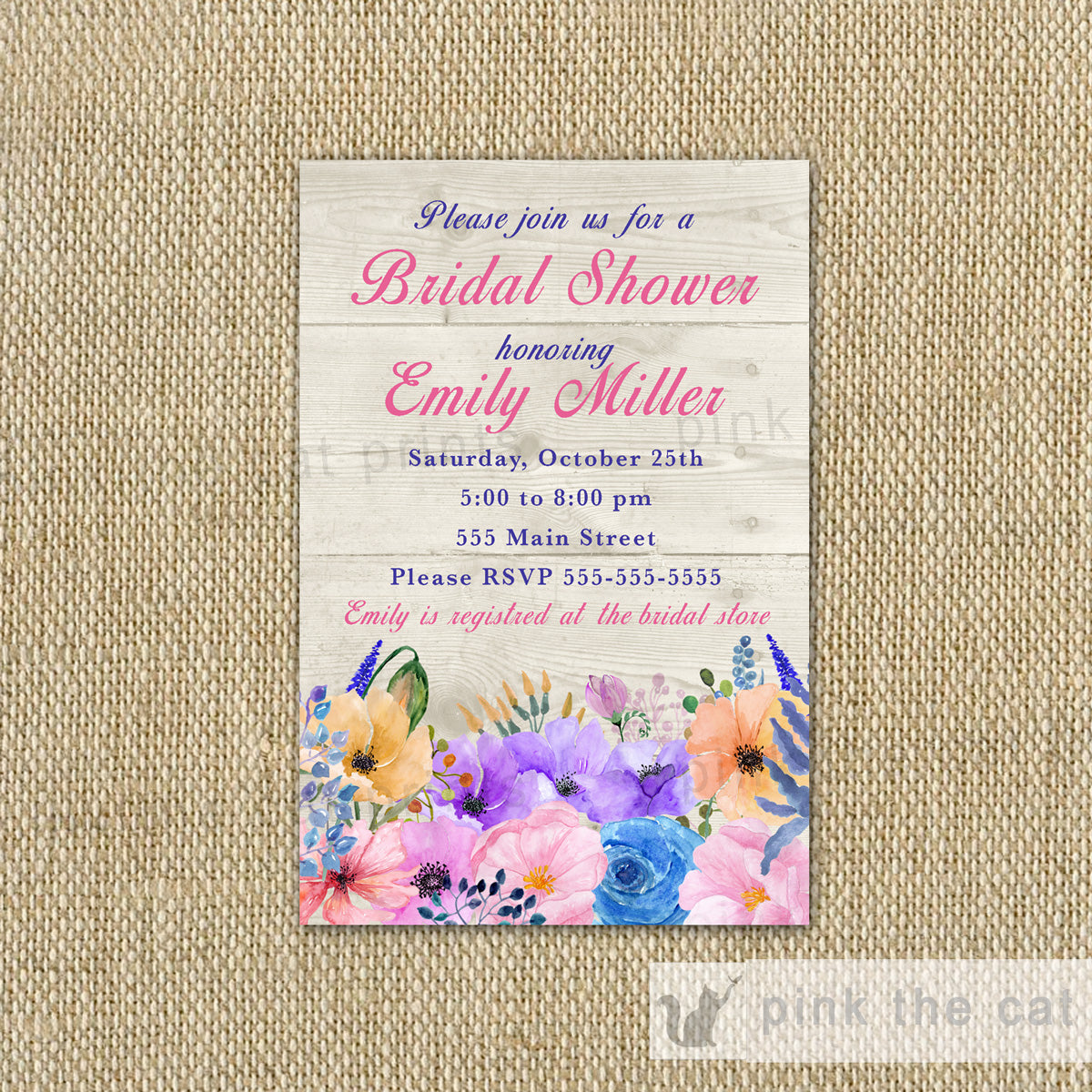 Rustic Floral Bridal Shower Invitation