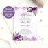 Walima reception nikah invitation purple floral