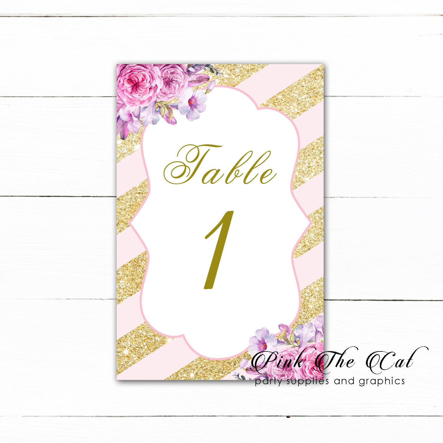 12 Table number cards wedding blush pink gold floral