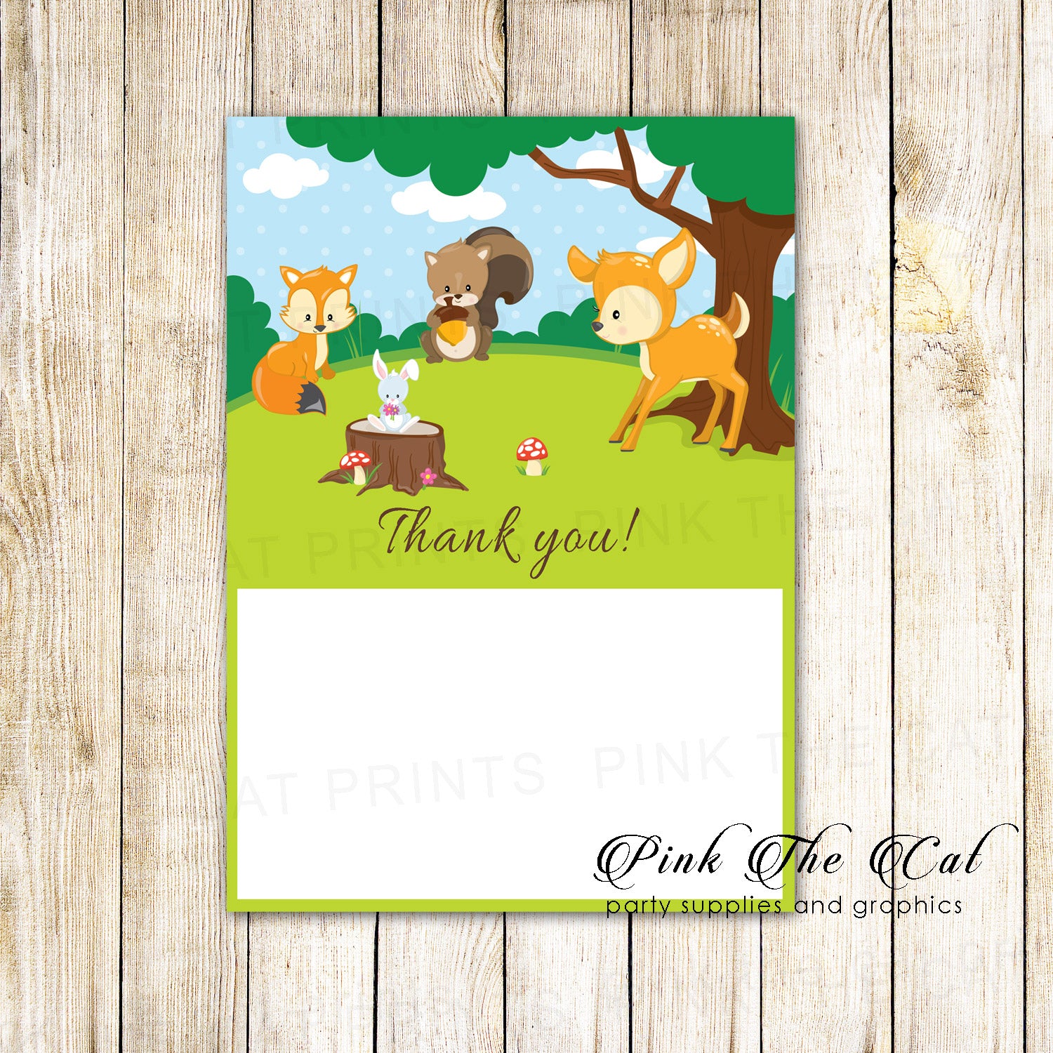 30 thank you cards blank forest woodland + envelopes