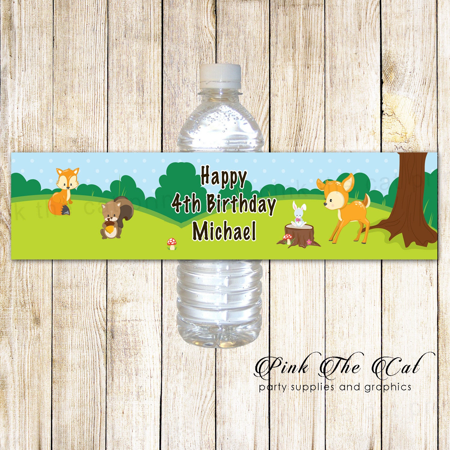 30 bottle labels forest woodland birthday baby shower