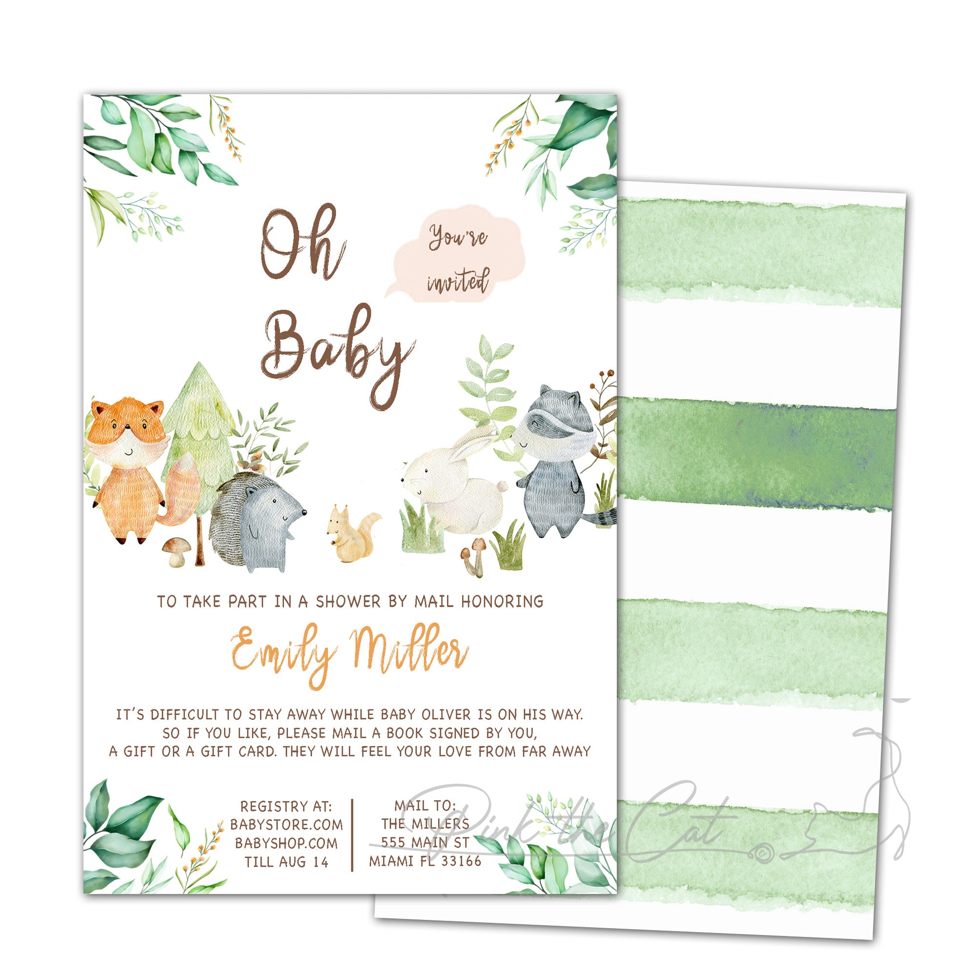 Woodland watercolor invitation