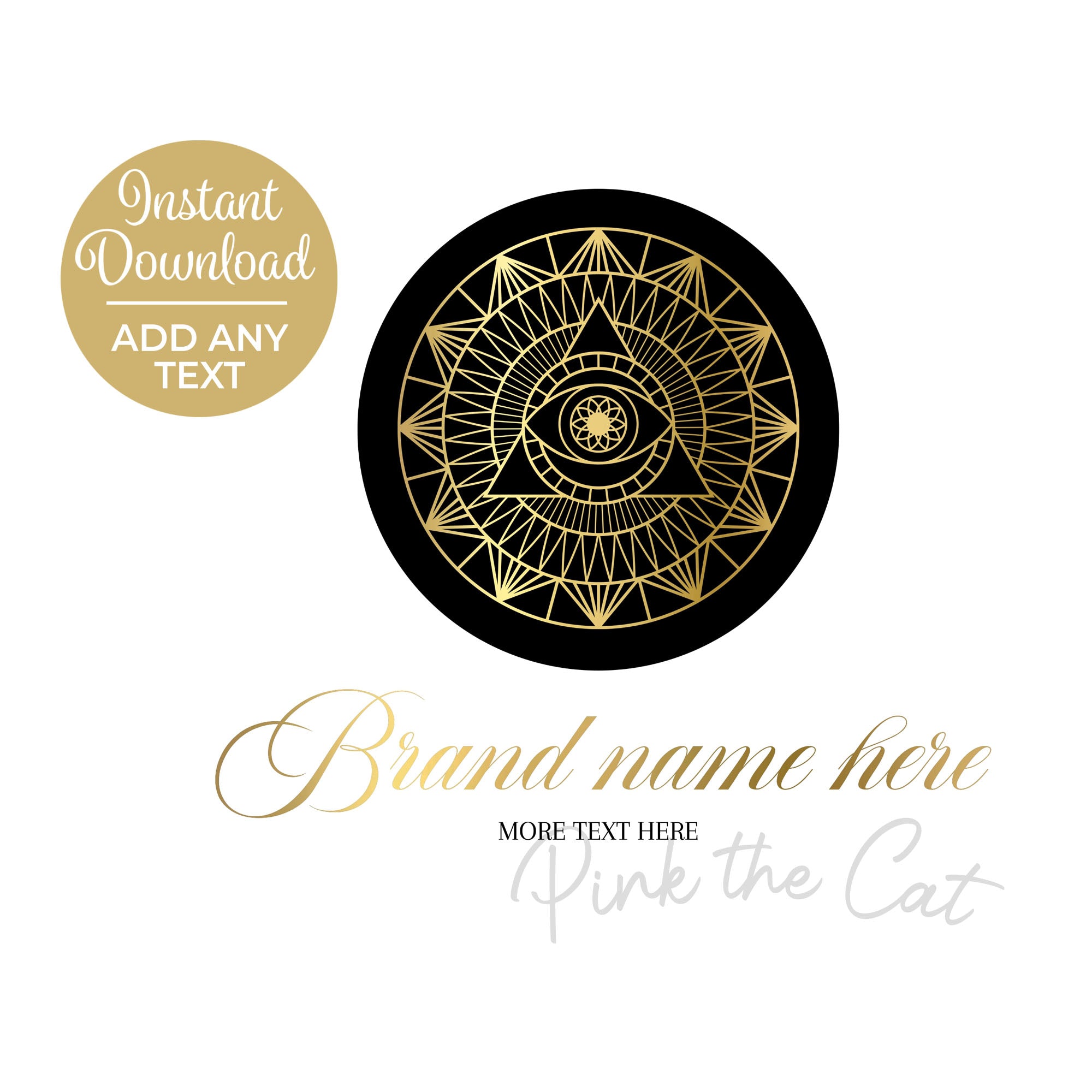 Sacred geometry magical wicca logo gold black