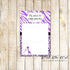 Advice Card Baby Girl Shower Purple Giraffes Printable