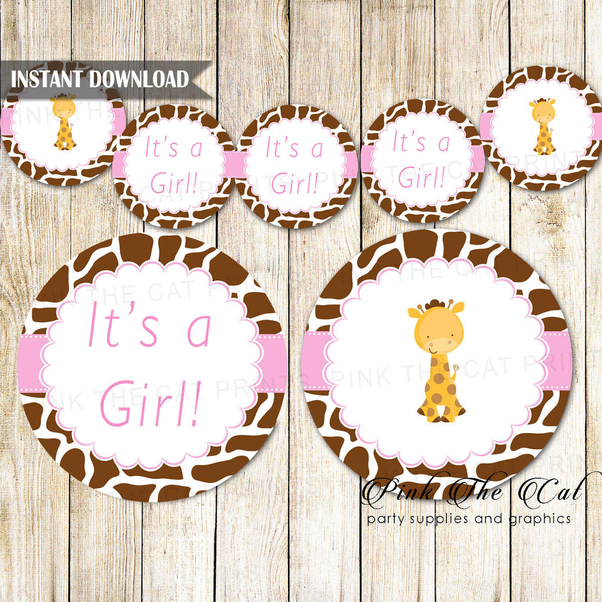 Giraffe Baby Shower Banner Pink Brown Printable