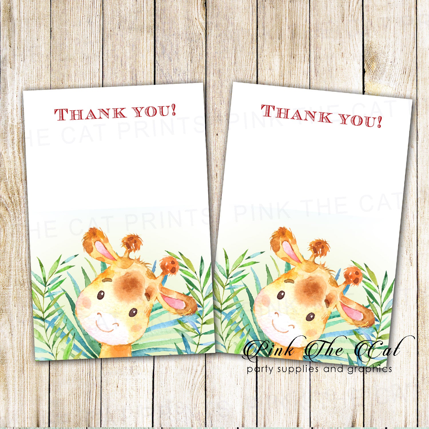 30 thank you cards giraffe baby shower birthday boy & envelopes