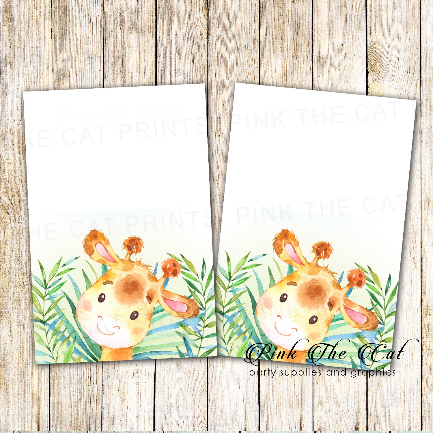 30 thank you cards invitations giraffe baby shower birthday boy & envelopes