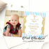 Boy baptism christening invitation blue gold photo printable