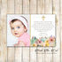 Girl Baptism Christening Thank You Note Floral With Photo Printable