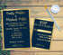 navy blue gold wedding invitatinon