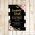 Girl Graduation Invitation Boho Flowers Glitter Gold Pink