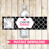 Graduation Bottle Label Wrapper Pink Black