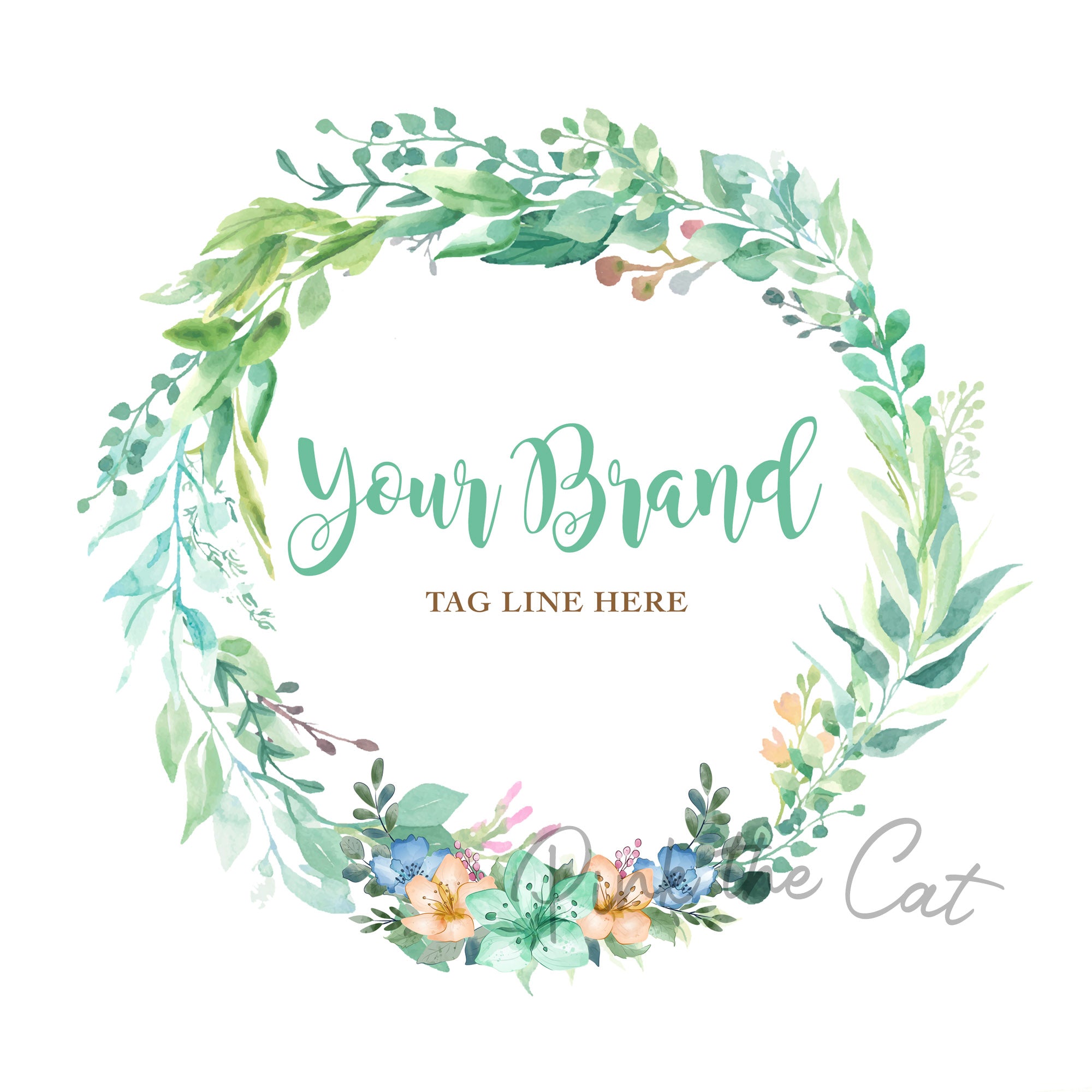 Greenery logo botanical wreath