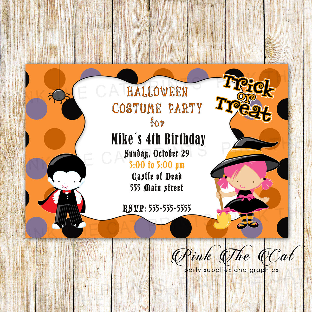 Halloween Invitation Kids Birthday Party Wizard Dracul Printable