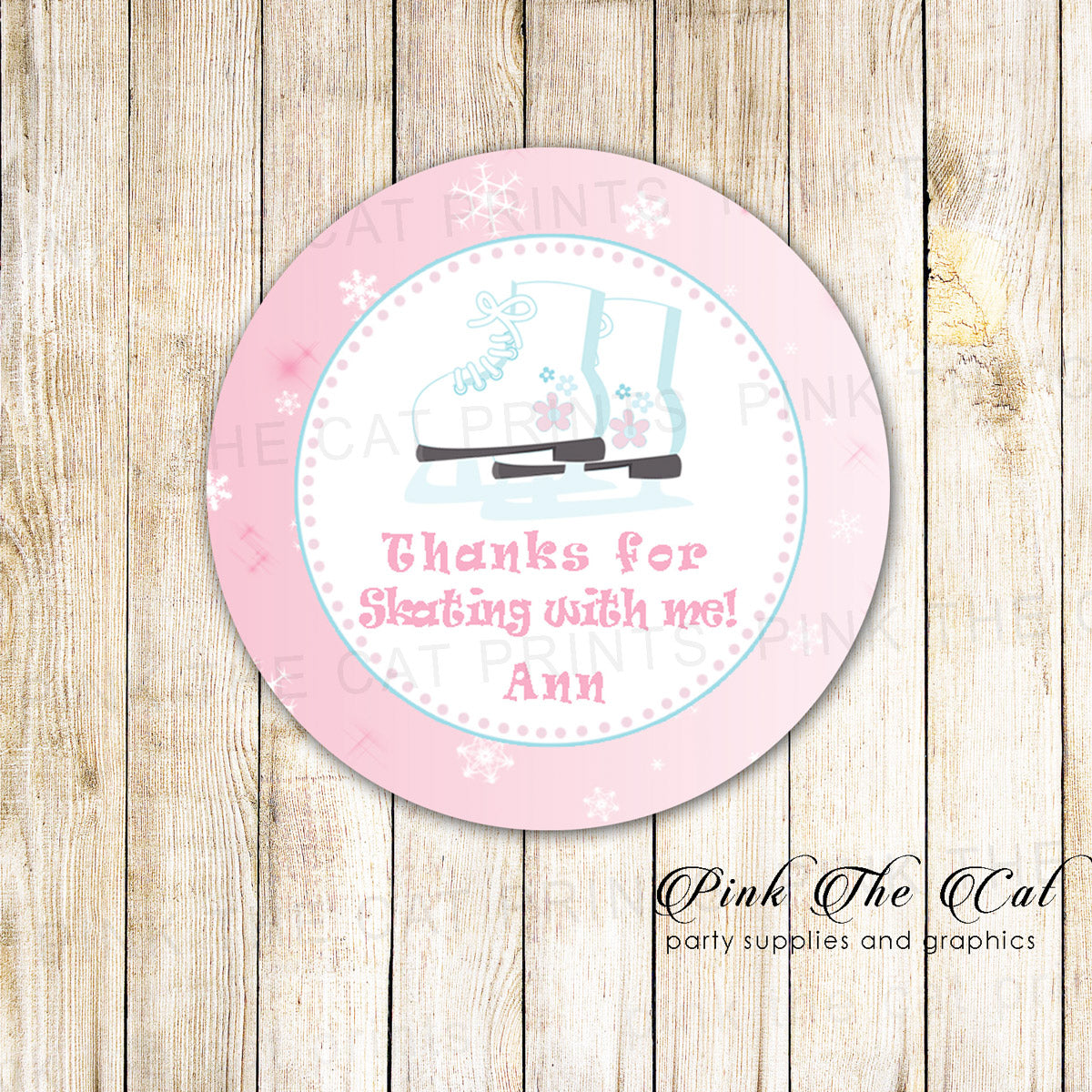 40 stickers icekate kids birthday favor labels pink