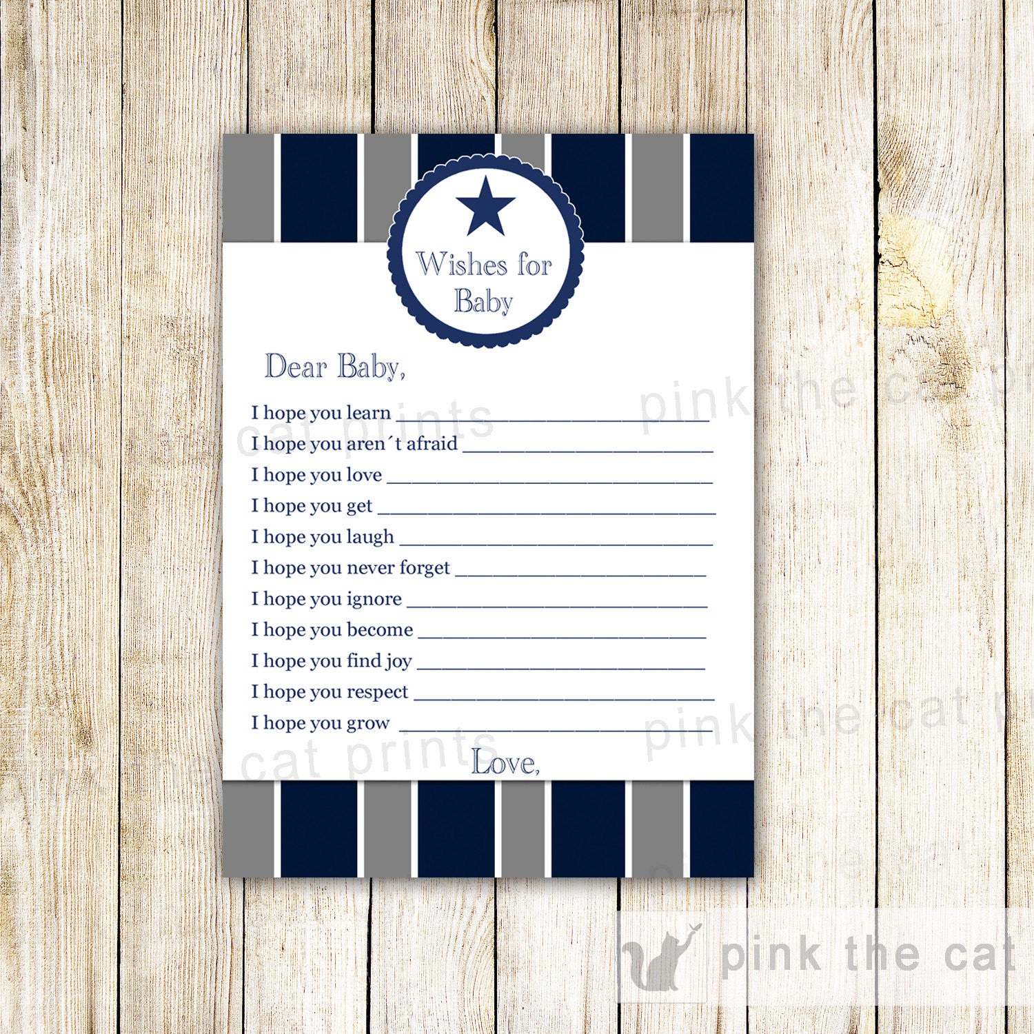 Baby Shower Games Wishes for Baby Bingo Forecast Card Sports Star Blue