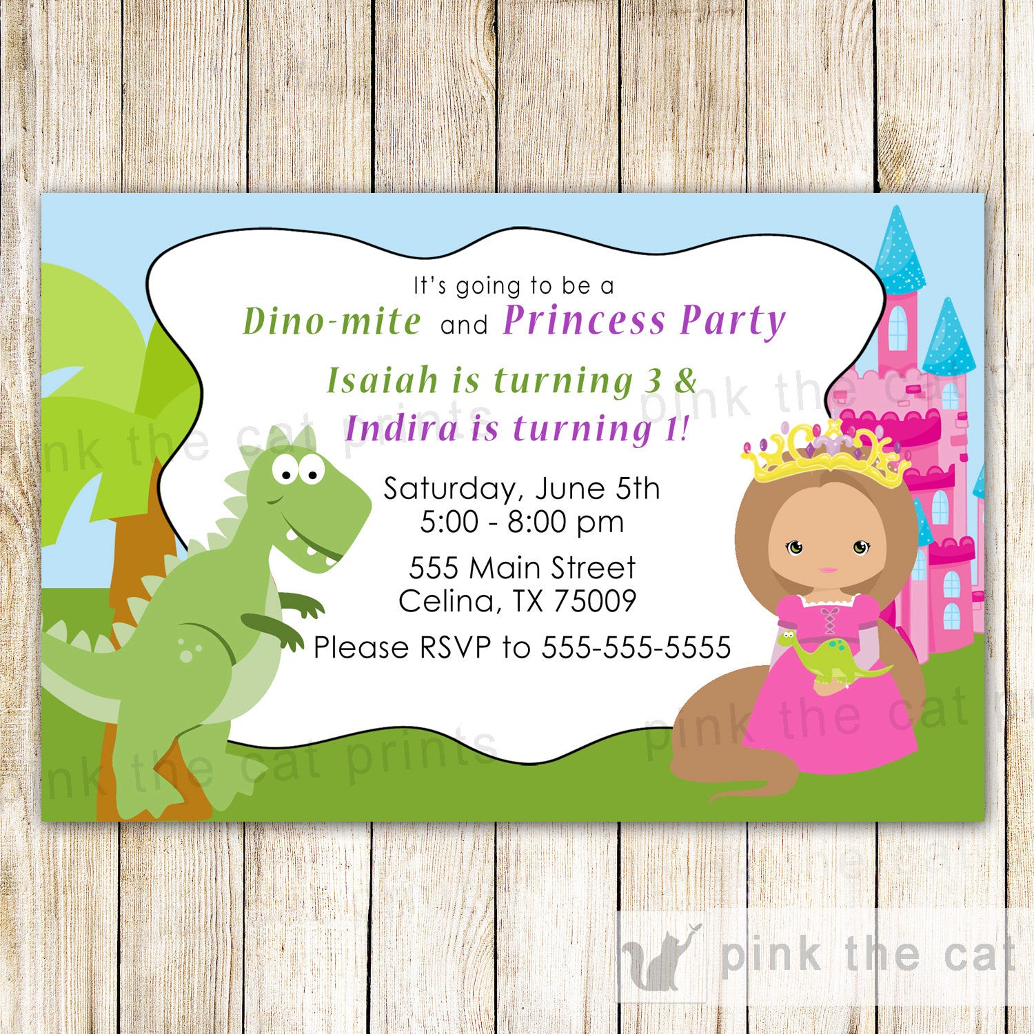 dinosaur princess invitation
