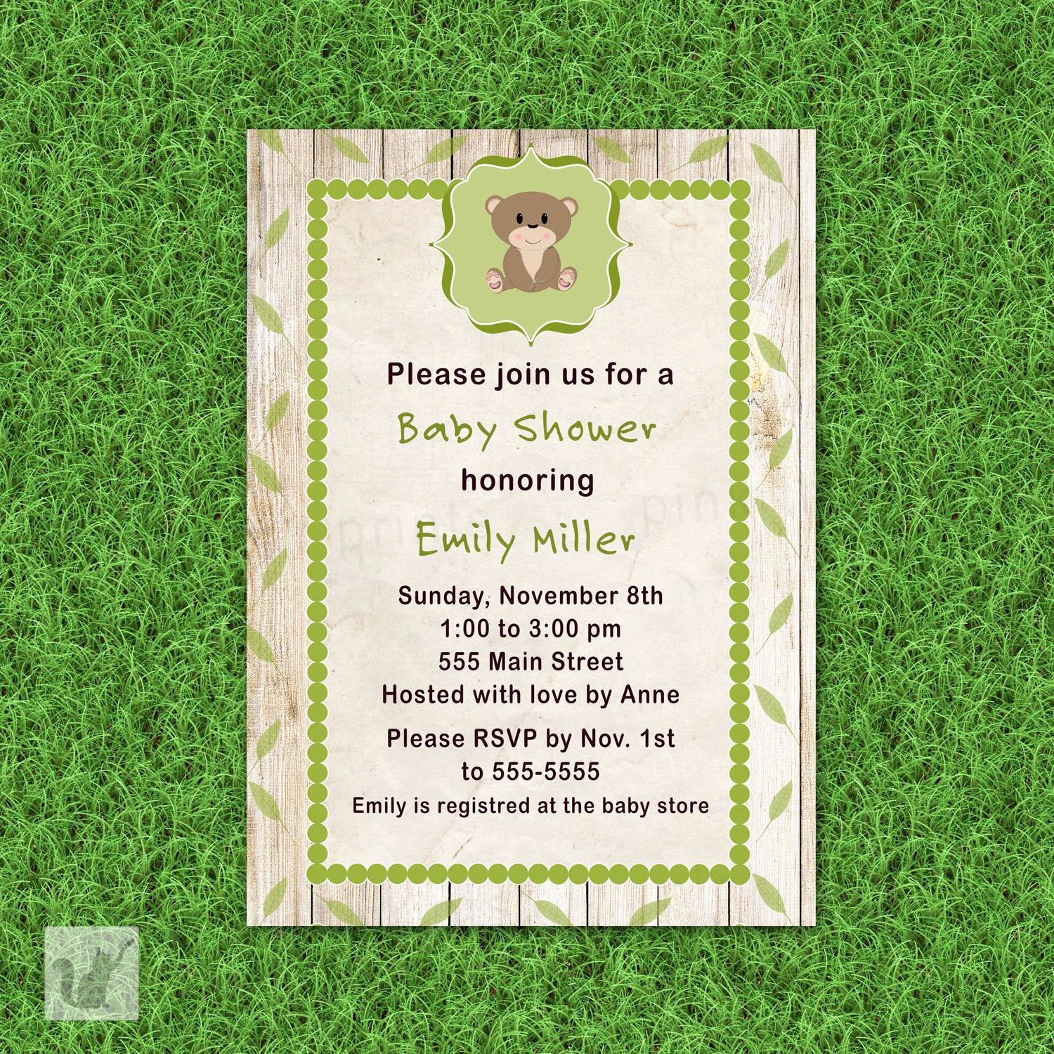 bear forest invitation